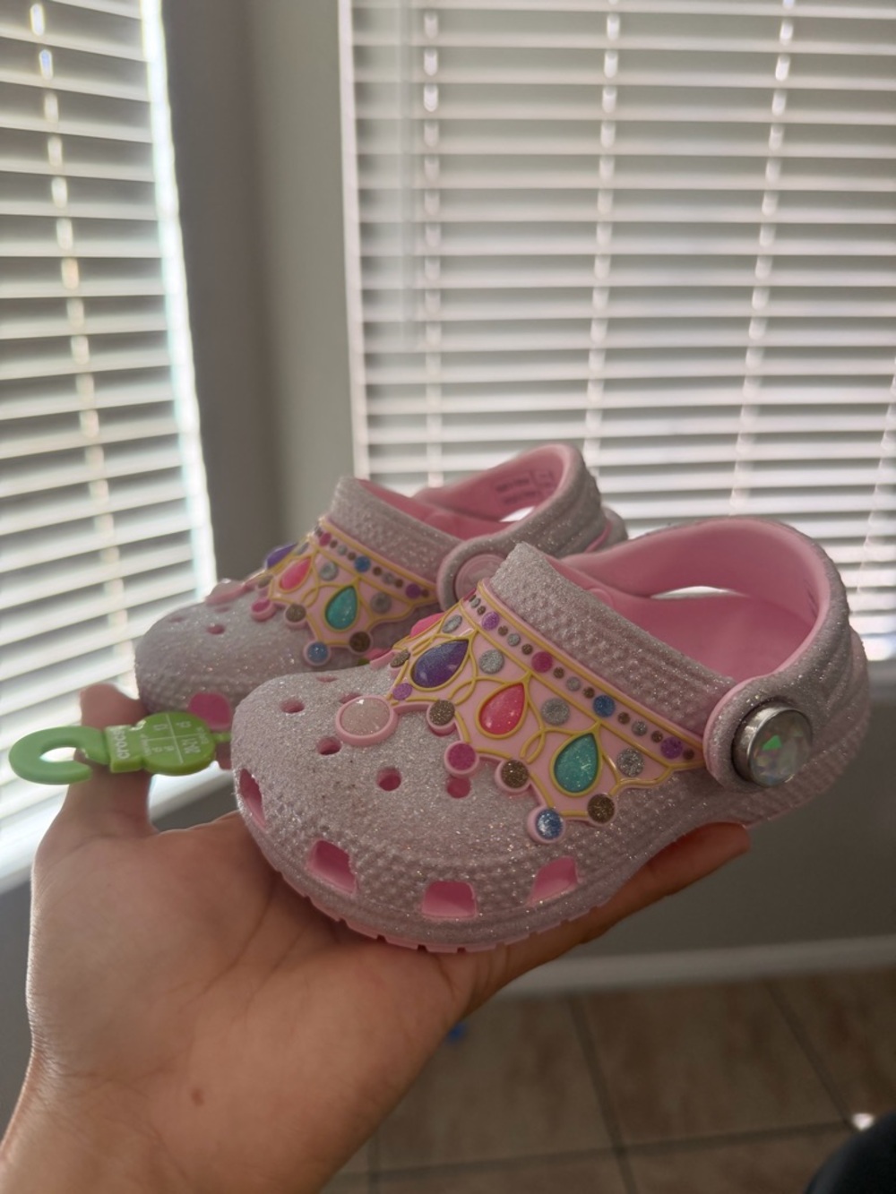 CROCS Kids' Sparkle Pink Jewel-Embellished Clog Sandals - Picture 2 of 6